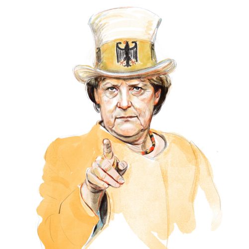 Watercolor illustration of woman with hat
