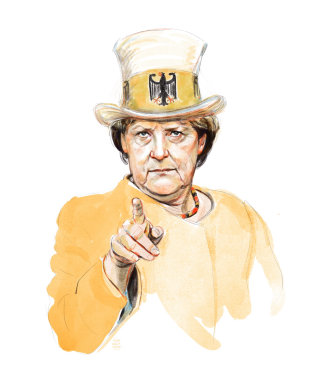 Watercolor illustration of woman with hat
