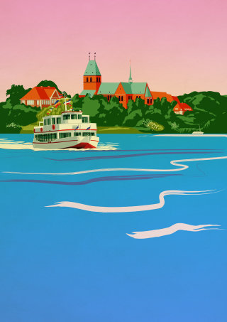 Illustration de voyage en bateau aquarelle
