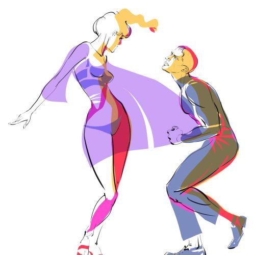 Dancing couple fashion illustration 