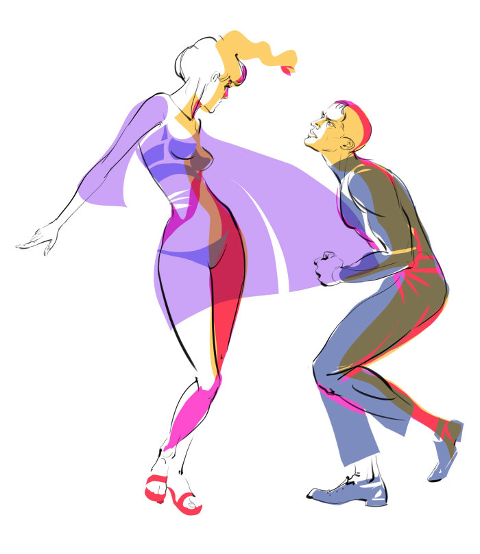 Dancing couple fashion illustration 