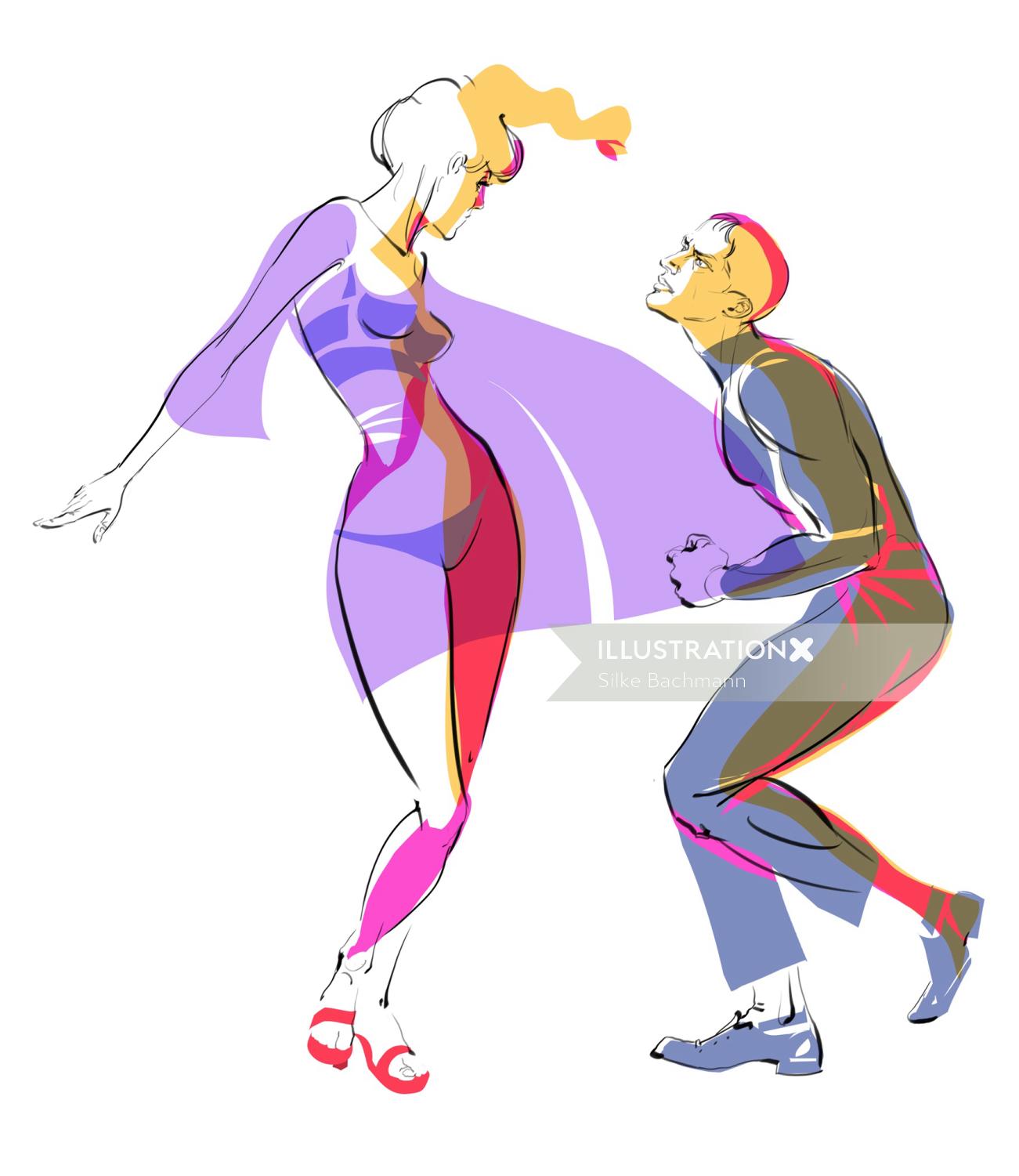 Illustration de mode couple danse