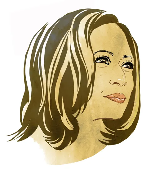 Stilisiertes goldenes Porträt einer Frau von Silke Bachmann