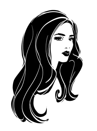 Black and white portrait of a woman with flowing hair by Silke Bachmann