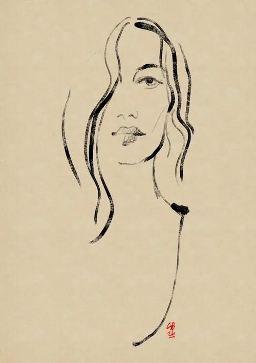 Minimalistisches Linienporträt einer Frau von Silke Bachmann