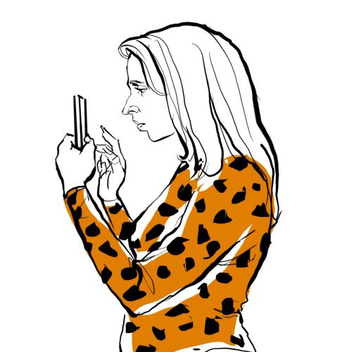 Illustration of woman using smartphone, by Silke Bachmann