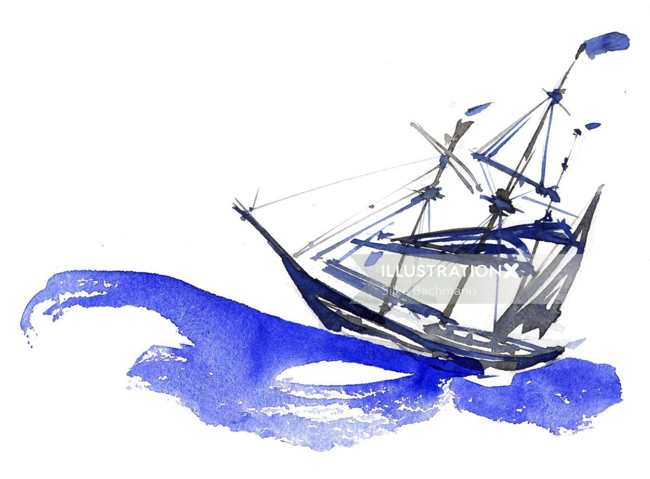Ilustração solta de barco