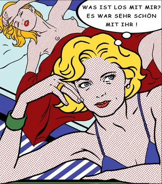 Women in bed pop art