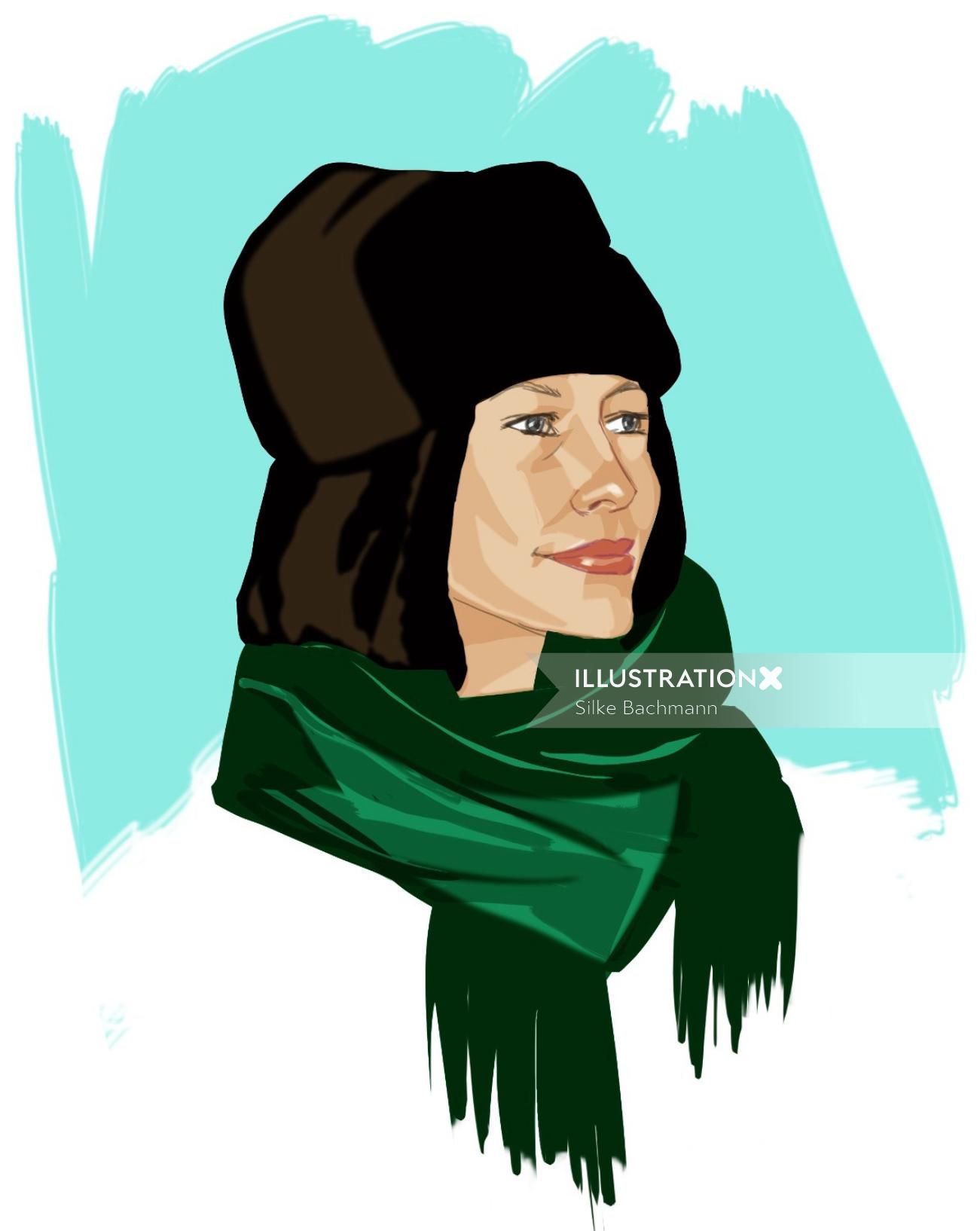 Women scarf fashion - An illustration by Silke Bachmann