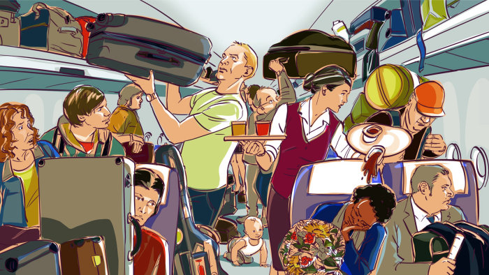 Illustration of People in aeroplane
