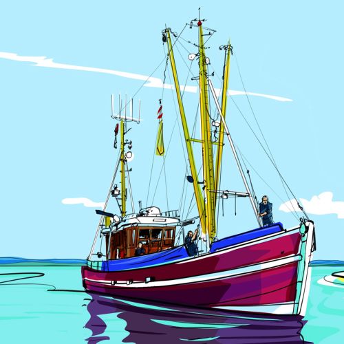 Retro illustration of a travelling boat
