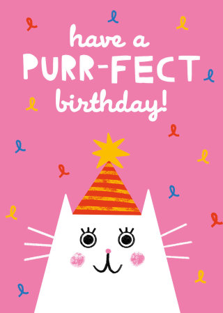 Diseño de tarjeta de cumpleaños de gato de dibujos animados