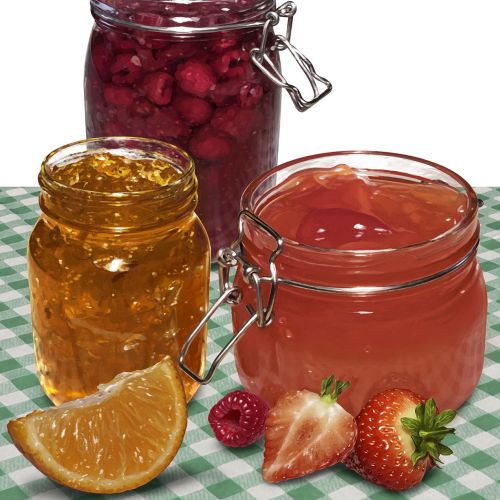 Jelly and Marmalade with pieces of fruit