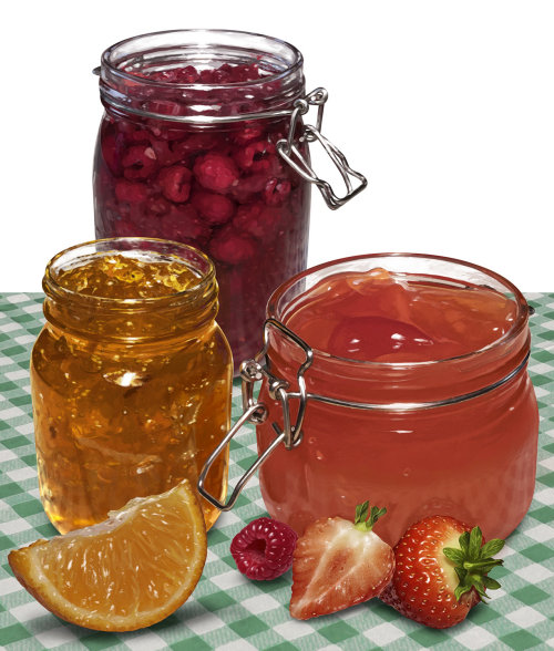 Jelly and Marmalade with pieces of fruit