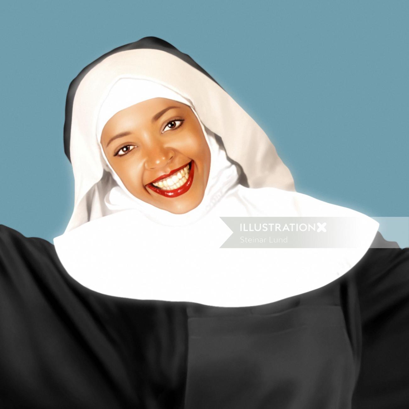 retrato de freira feliz