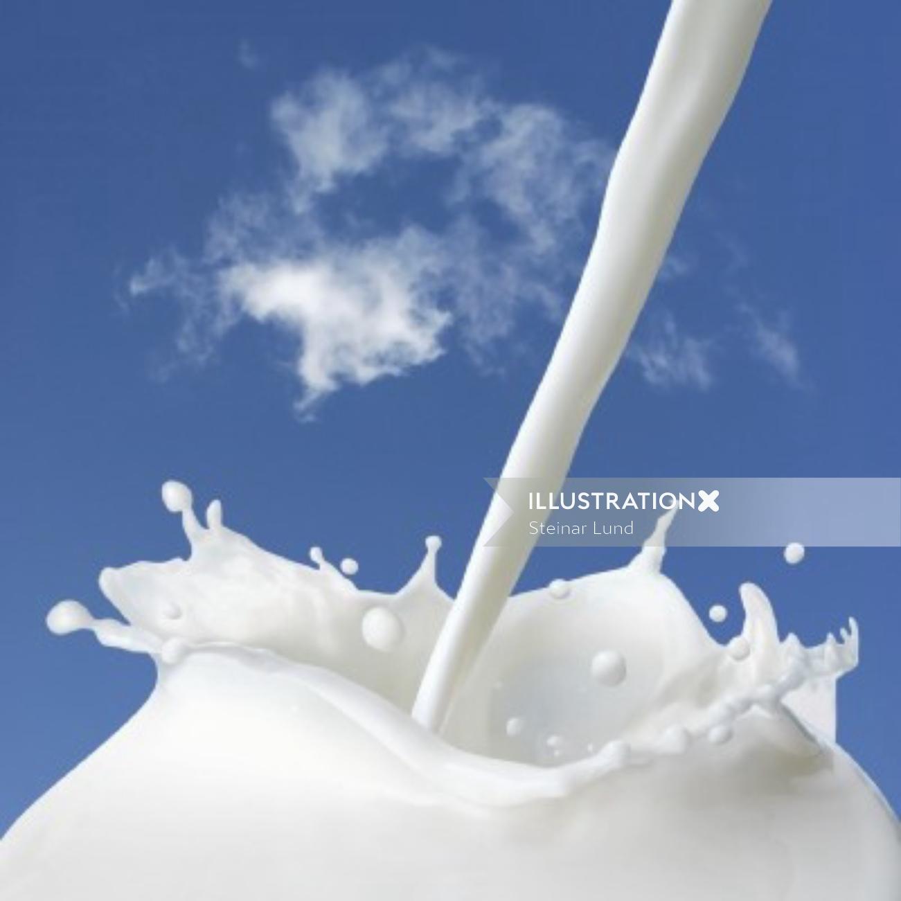 Modelo 3d de respingo de leite