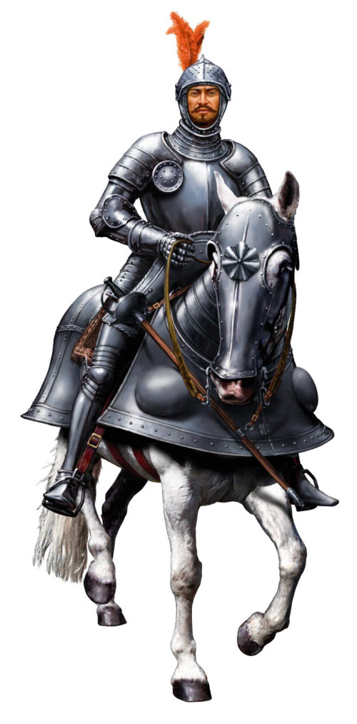 realistic art of conquistador armoured horse