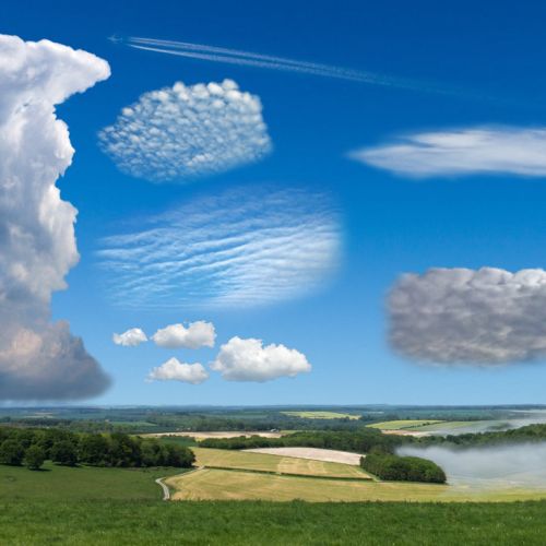 Landscape with different type clouds