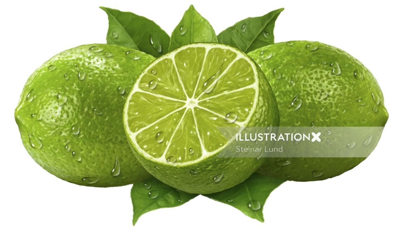 Juicy Limes 3D Rendering Art