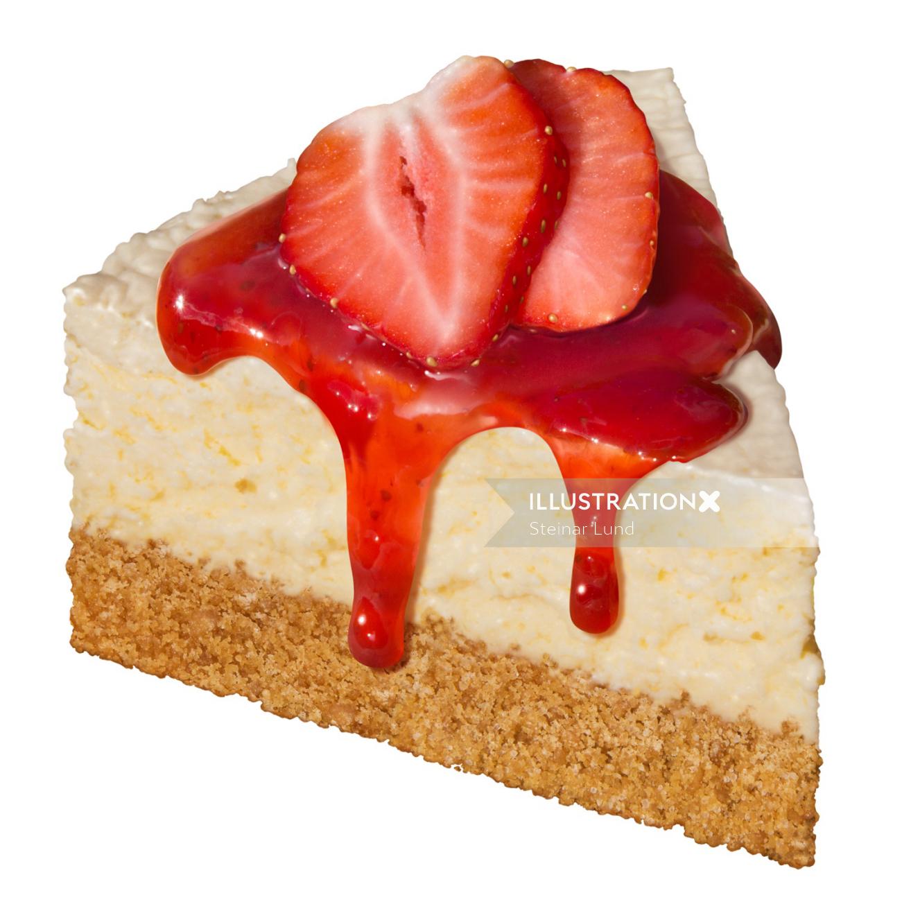 Illustration of Cheesecake with strawberries