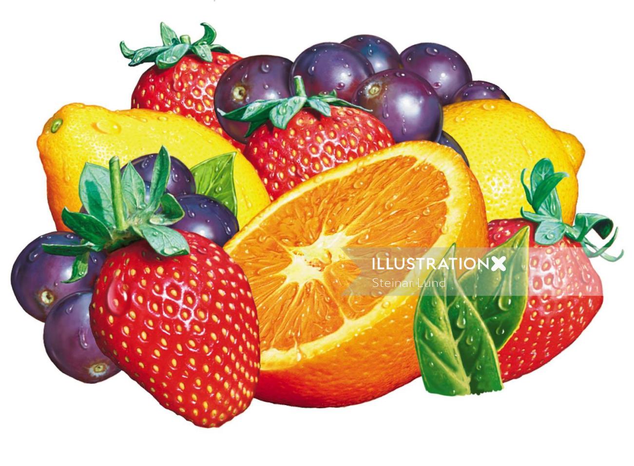 Peinture numérique de fruits
