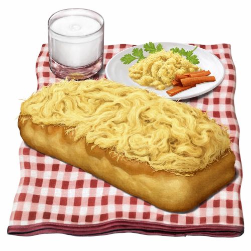 Photo realistic pork floss bread with plate