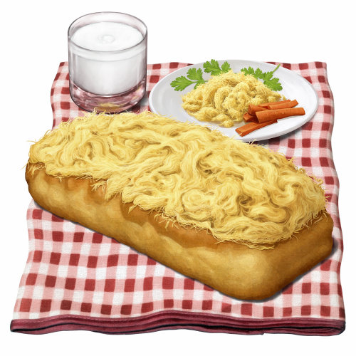 Photo realistic pork floss bread with plate