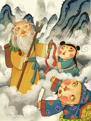 中国の物語年をグラフィックで表現したイラスト 
