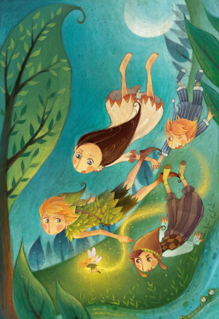 ilustración de libro infantil de peter pan
