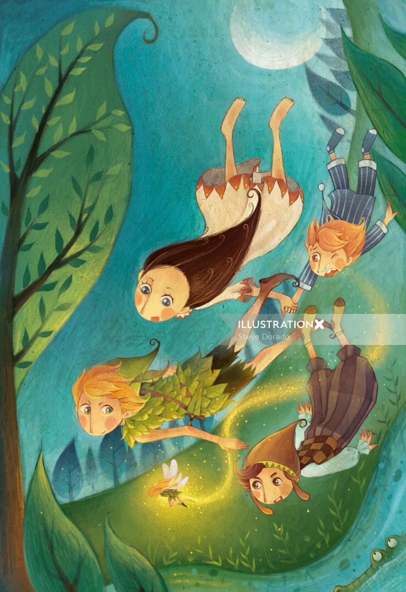 peter pan children book illustration

