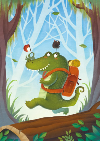 Ilustración cómica de cocodrilo de Steve Dorado