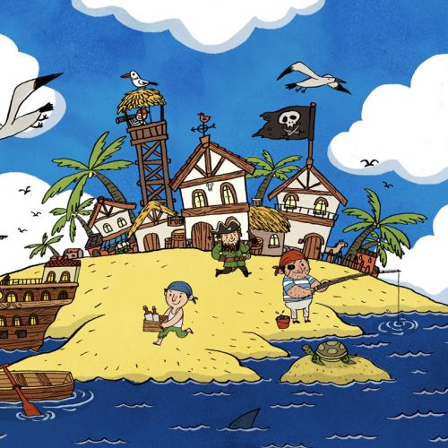 Children Illustration pirate island

