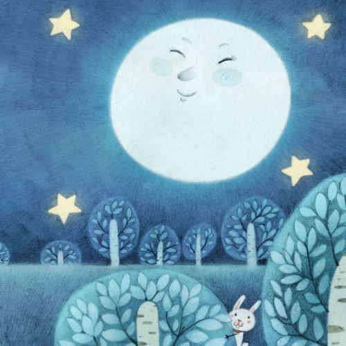 Children fantasy Illustration of smiling moon
