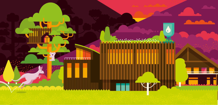 Vector house in green grass