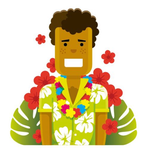 Vector Happy man with flowers