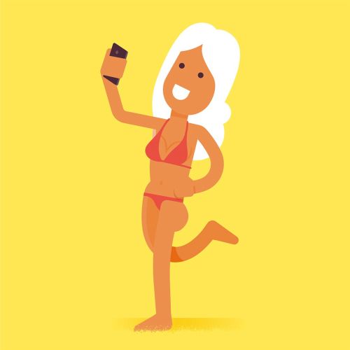 bikini girl clicking selfie gif