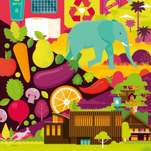 Collage of Animals and vegetables