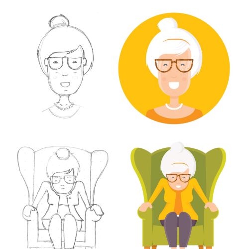 Vector old woman in chair
