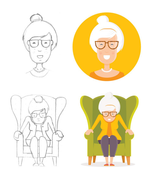 Vector old woman in chair