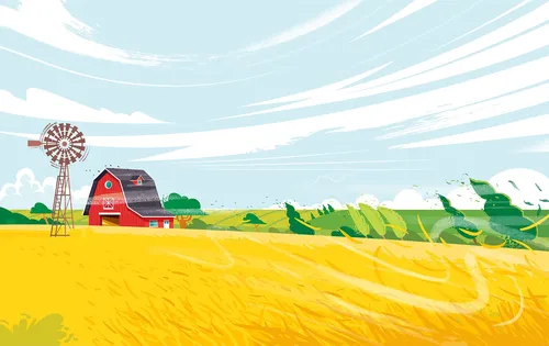 Vector Wheat farm