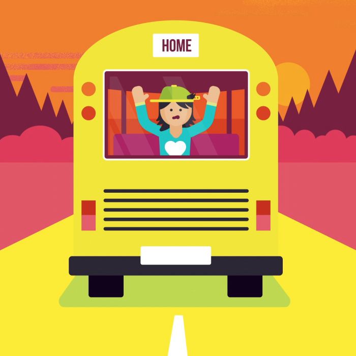Vector Girl in running bus