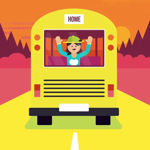 Vector Girl in running bus