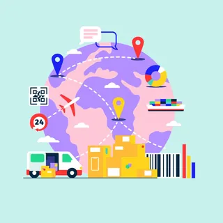 Illustration of global shipping routes and logistics by Stuart Holmes