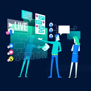 Digital live streaming interface with interactive chat messages by Stuart Holmes