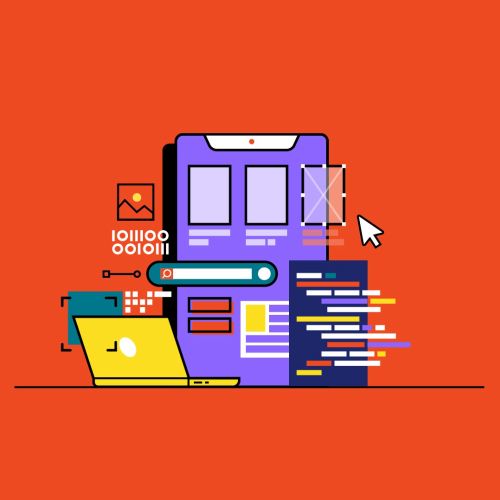 Digital interface and coding elements in vibrant colors by Stuart Holmes