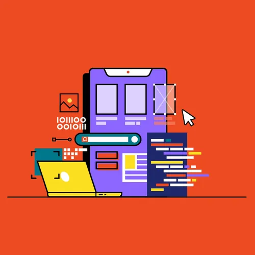 Digital interface and coding elements in vibrant colors by Stuart Holmes