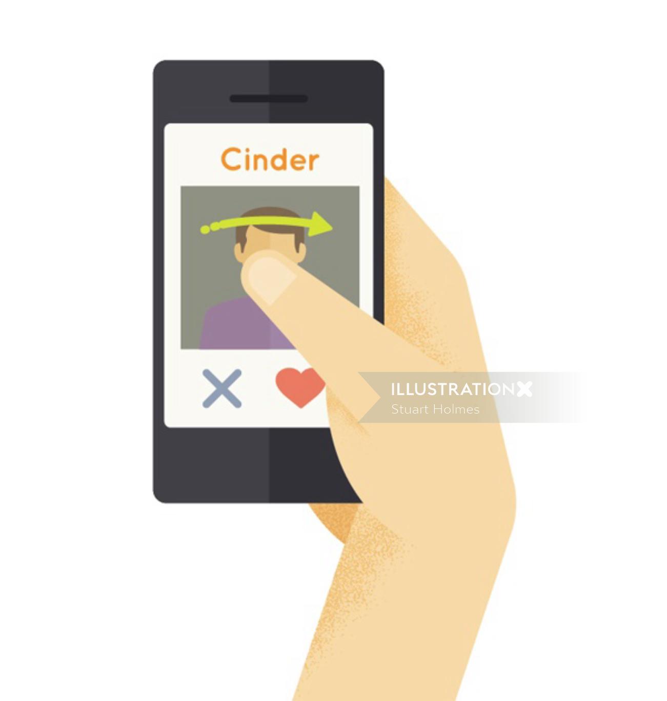 Graphic design of Tinder - Mobile swiping