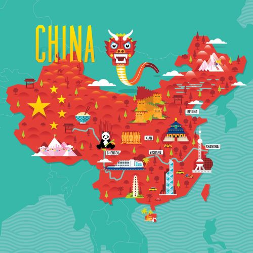 China Tourist Map illustration