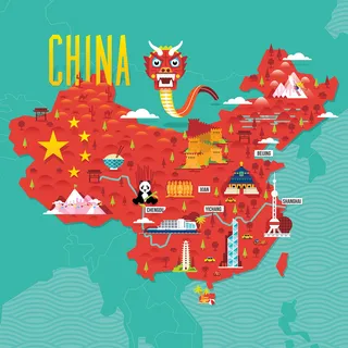 中国観光地図のイラスト