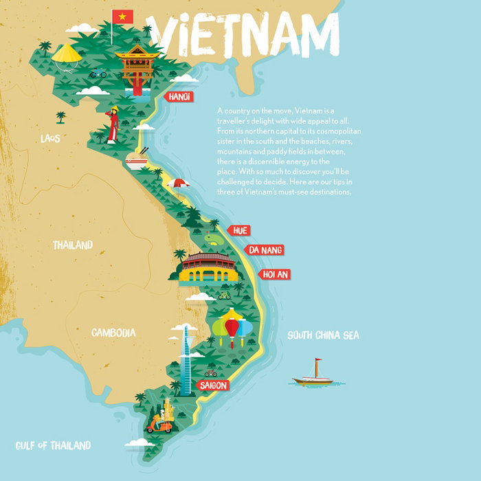 Vietnam map illustration by Stuart Holmes